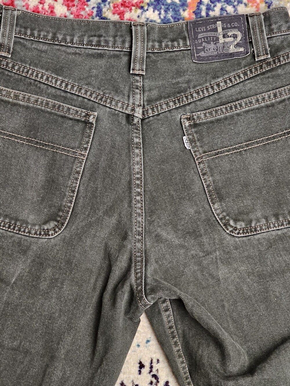 VTG 1995 Levi's L2 Forest Green Jeans Mens Tag 33x30 MEASURES 31x30 Baggy Loose - Picture 8 of 16